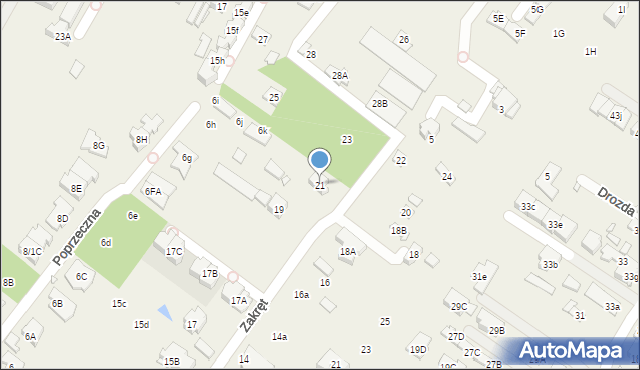 Mysiadło, Zakręt, 21, mapa Mysiadło