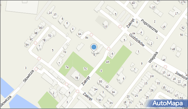 Mysiadło, Zakręt, 9, mapa Mysiadło