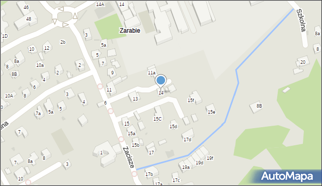 Myślenice, Zacisze, 14, mapa Myślenice