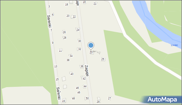 Myszadła, Zagaje, 23, mapa Myszadła