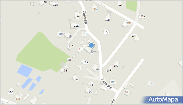 Myszków, Żarecka, 9, mapa Myszków