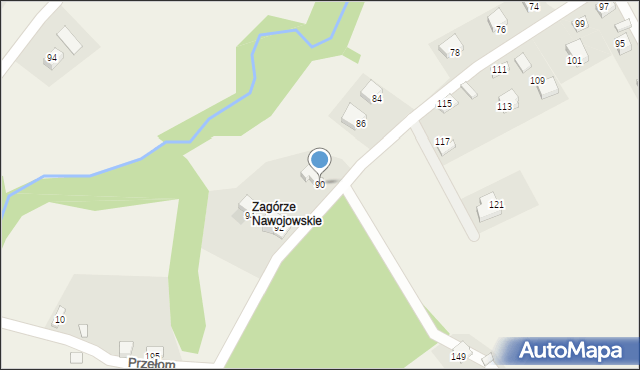 Nawojowa, Zagórze, 90, mapa Nawojowa