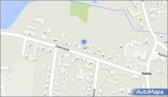 Nekla, Zawodzie, 10a, mapa Nekla