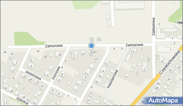 Niechcice, Zamurowa, 12, mapa Niechcice