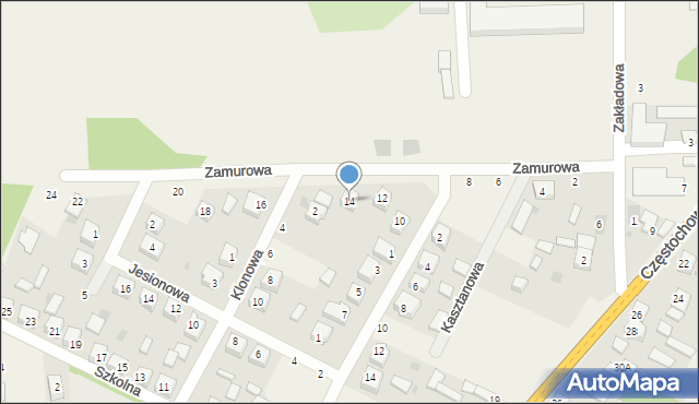 Niechcice, Zamurowa, 14, mapa Niechcice