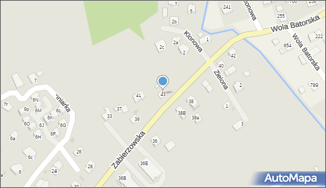 Niepołomice, Zabierzowska, 43, mapa Niepołomice