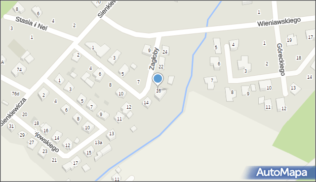 Nowa Sól, Zagłoby Jana Onufrego, 16, mapa Nowa Sól