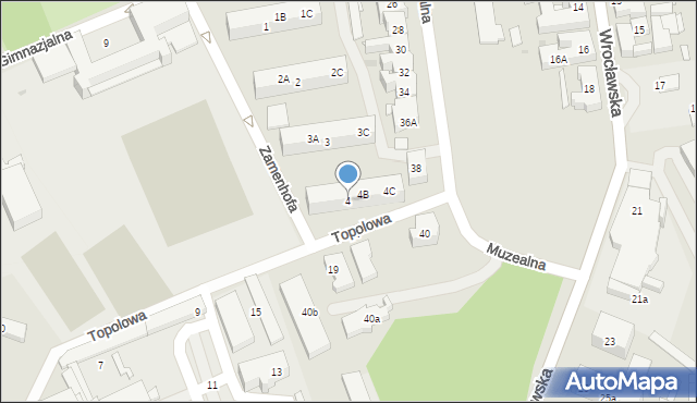 Nowa Sól, Zamenhofa Ludwika, dr., 4, mapa Nowa Sól