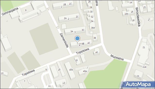 Nowa Sól, Zamenhofa Ludwika, dr., 4A, mapa Nowa Sól