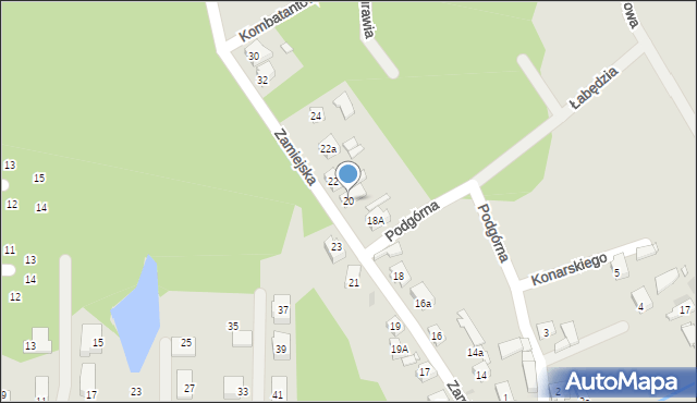 Nowa Sól, Zamiejska, 20, mapa Nowa Sól