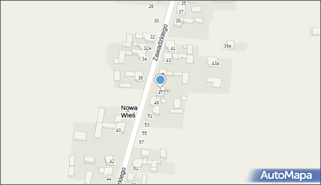 Nowa Wieś, Zawadzkiego Aleksandra, gen., 47, mapa Nowa Wieś