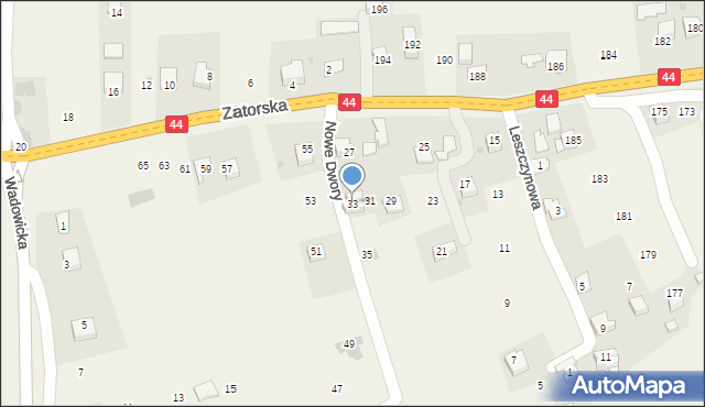 Nowe Dwory, Zatorska, 33, mapa Nowe Dwory