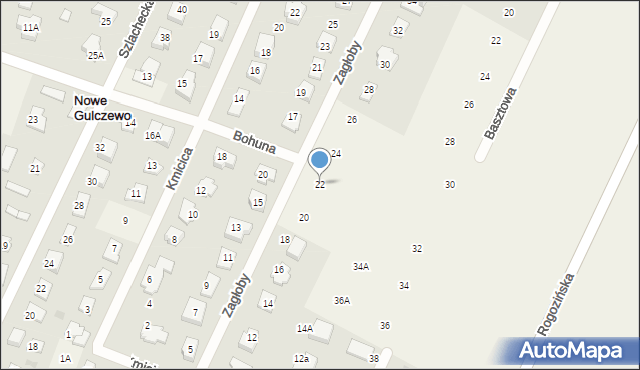 Nowe Gulczewo, Zagłoby Jana Onufrego, 22, mapa Nowe Gulczewo