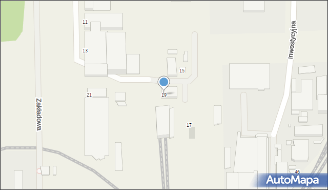 Nowiny, Zakładowa, 19, mapa Nowiny