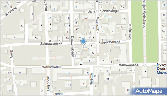 Nowy Dwór Mazowiecki, Zakroczymska, 7, mapa Nowy Dwór Mazowiecki