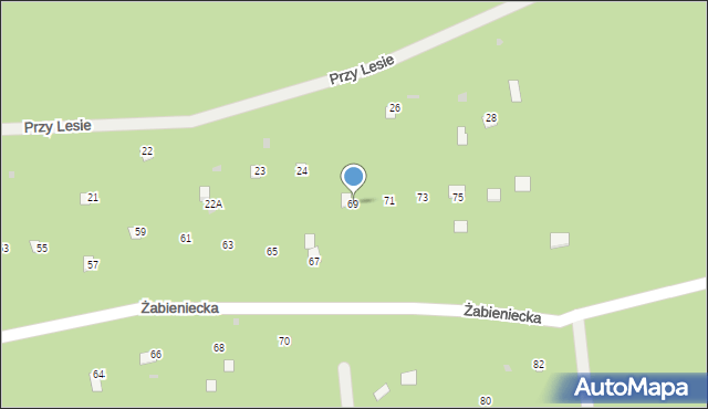Nowy Żabieniec, Żabieniecka, 69, mapa Nowy Żabieniec