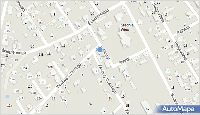 Nysa, Zawiszy Czarnego, 1, mapa Nysy