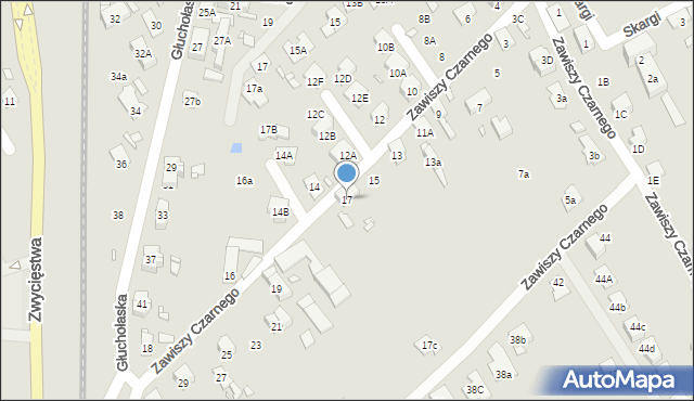 Nysa, Zawiszy Czarnego, 17, mapa Nysy