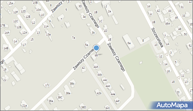 Nysa, Zawiszy Czarnego, 44, mapa Nysy