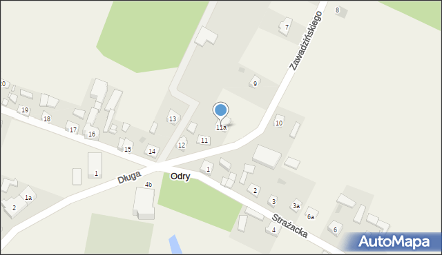 Odry, Zawadzińskiego Juliana, ks., 11a, mapa Odry