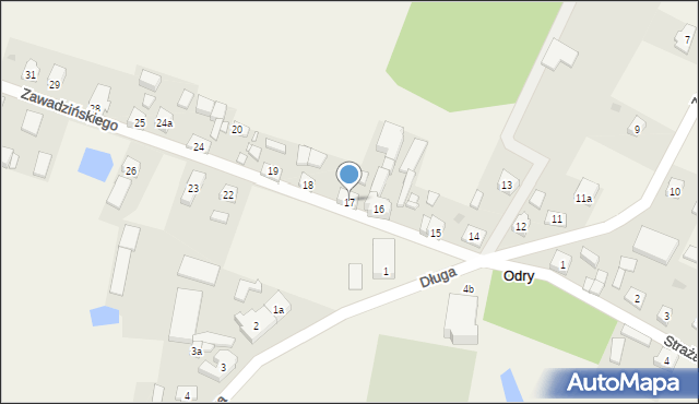 Odry, Zawadzińskiego Juliana, ks., 17, mapa Odry