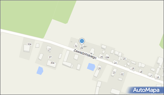 Odry, Zawadzińskiego Juliana, ks., 30, mapa Odry
