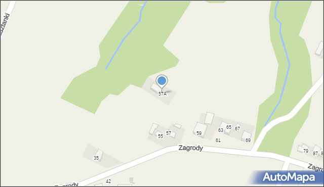 Okocim, Zagrody, 57A, mapa Okocim