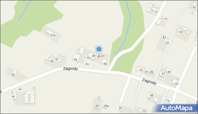 Okocim, Zagrody, 67, mapa Okocim