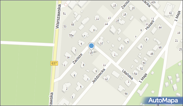 Okuniew, Zacisze, 10, mapa Okuniew