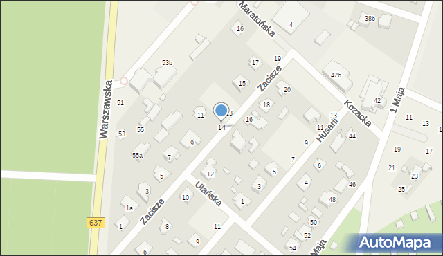 Okuniew, Zacisze, 14, mapa Okuniew