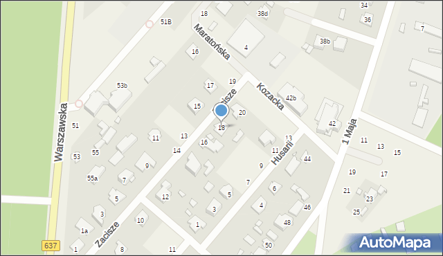 Okuniew, Zacisze, 18, mapa Okuniew