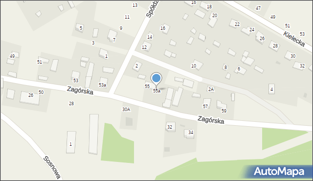 Oleszno, Zagórska, 55a, mapa Oleszno
