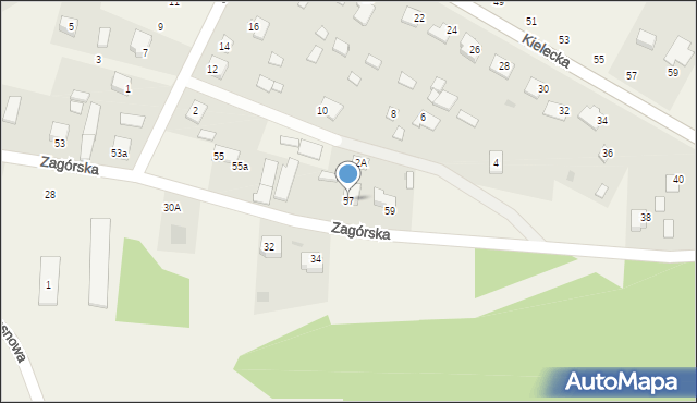 Oleszno, Zagórska, 57, mapa Oleszno