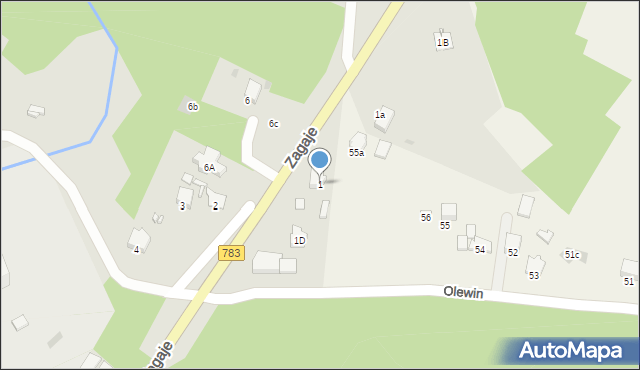 Olkusz, Zagaje, 1, mapa Olkusz