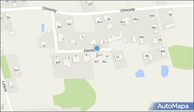 Olmonty, Zaciszna, 10, mapa Olmonty