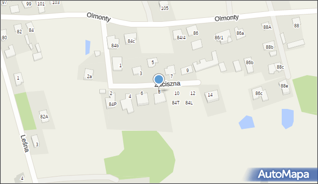 Olmonty, Zaciszna, 8, mapa Olmonty