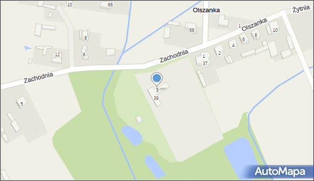 Olszanka, Zachodnia, 3, mapa Olszanka