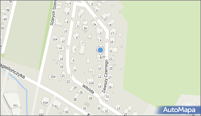 Olsztyn, Zawiszy Czarnego, 8, mapa Olsztyna