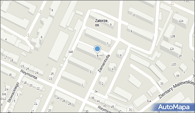Olsztyn, Zamenhofa Ludwika, dr., 5, mapa Olsztyna