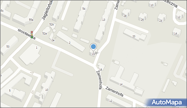 Olsztyn, Zamenhofa Ludwika, dr., 11, mapa Olsztyna