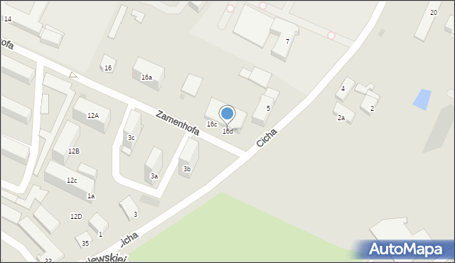 Olsztyn, Zamenhofa Ludwika, dr., 16d, mapa Olsztyna