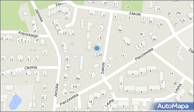 Olsztyn, Zakole, 1, mapa Olsztyna