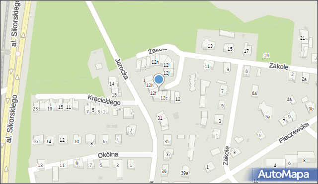 Olsztyn, Zakole, 12f, mapa Olsztyna