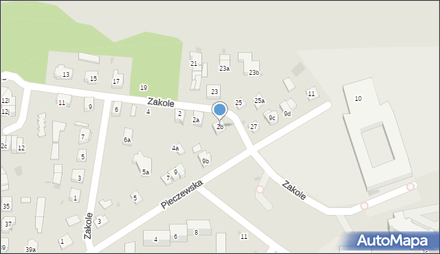 Olsztyn, Zakole, 2b, mapa Olsztyna