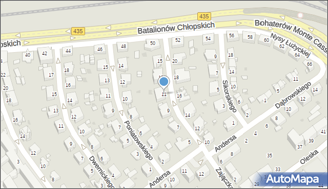 Opole, Zajączka Józefa, gen., 11, mapa Opola