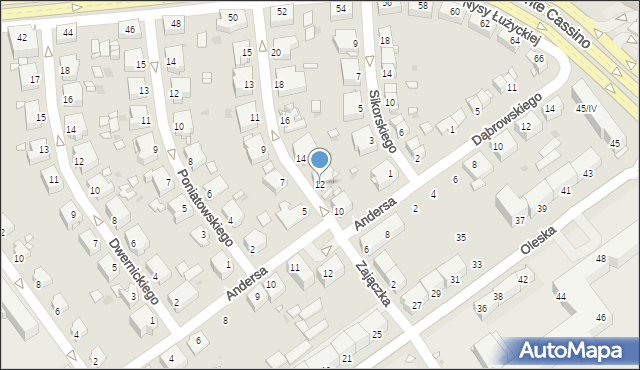 Opole, Zajączka Józefa, gen., 12, mapa Opola