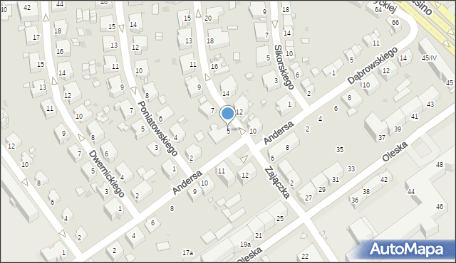 Opole, Zajączka Józefa, gen., 5, mapa Opola