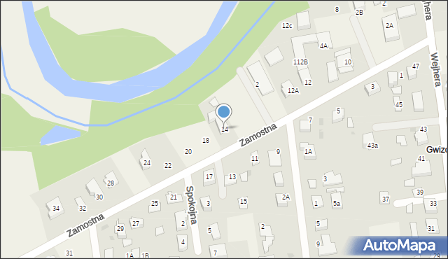 Orle, Zamostna, 14, mapa Orle