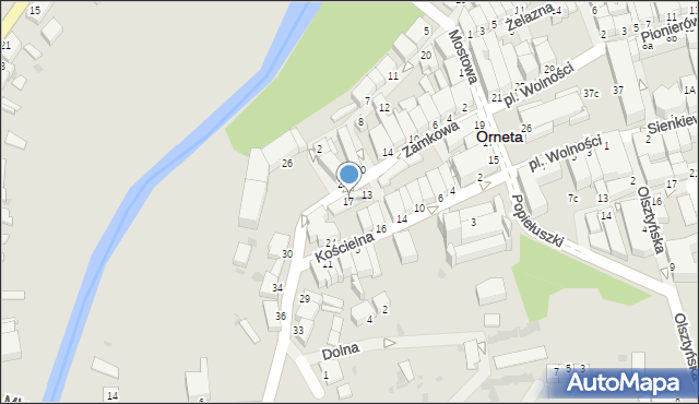 Orneta, Zamkowa, 17, mapa Orneta