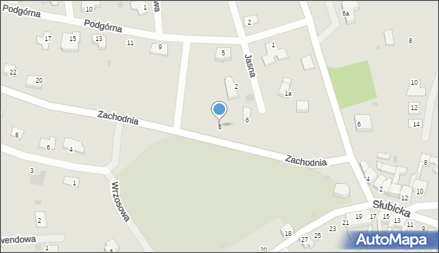 Ośno Lubuskie, Zachodnia, 8, mapa Ośno Lubuskie